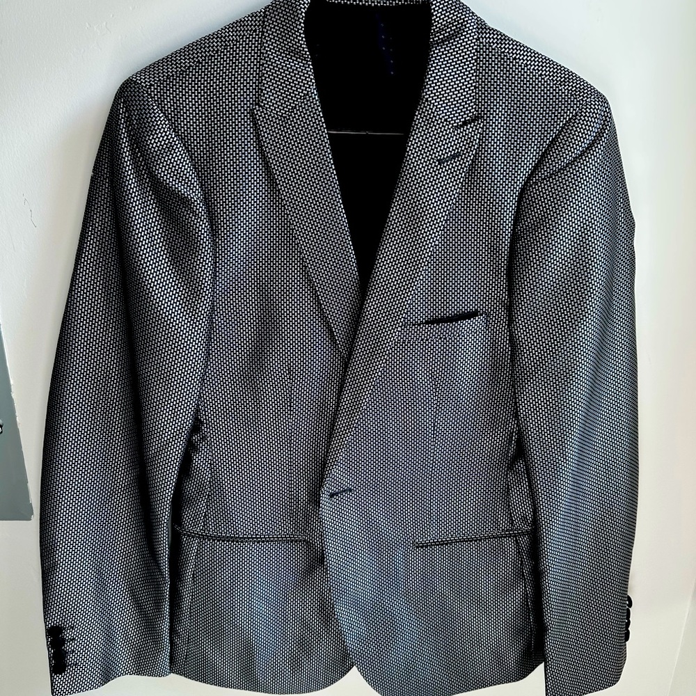 Silver Metallic Blazer, Party Sport-coat. Sz 38